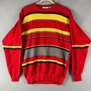 Vintage Jack Nicklaus Sweater Mens Large Striped Cotton Crew Neck Golf 80s 90s